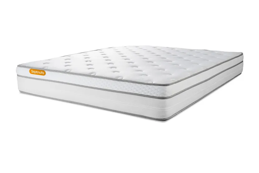 Pack lit complet - Matelas 140x200 cm + Sommier tapissier (monobloc) + 2 oreillers + Couette - Memo Luxe